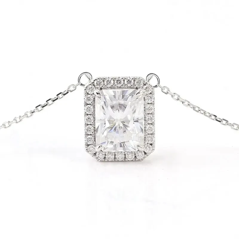 Huitan Rechteckige Kubische Zirkon Anhänger Halskette für Frauen Silber Farbe Temperament Luxus Braut Hochzeit Halskette Partei Schmuck