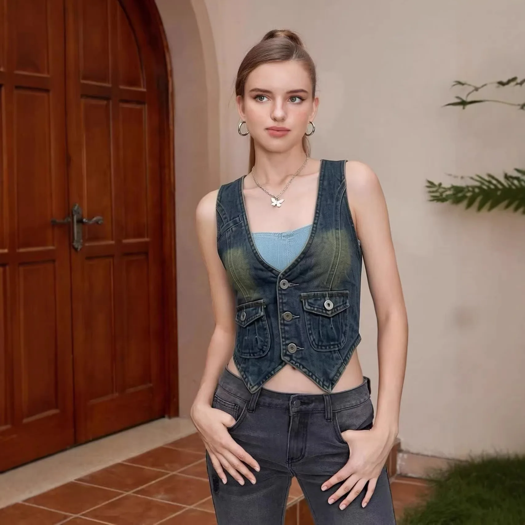 Summer Slim Sexy Fashion Personality Women's Denim Vest