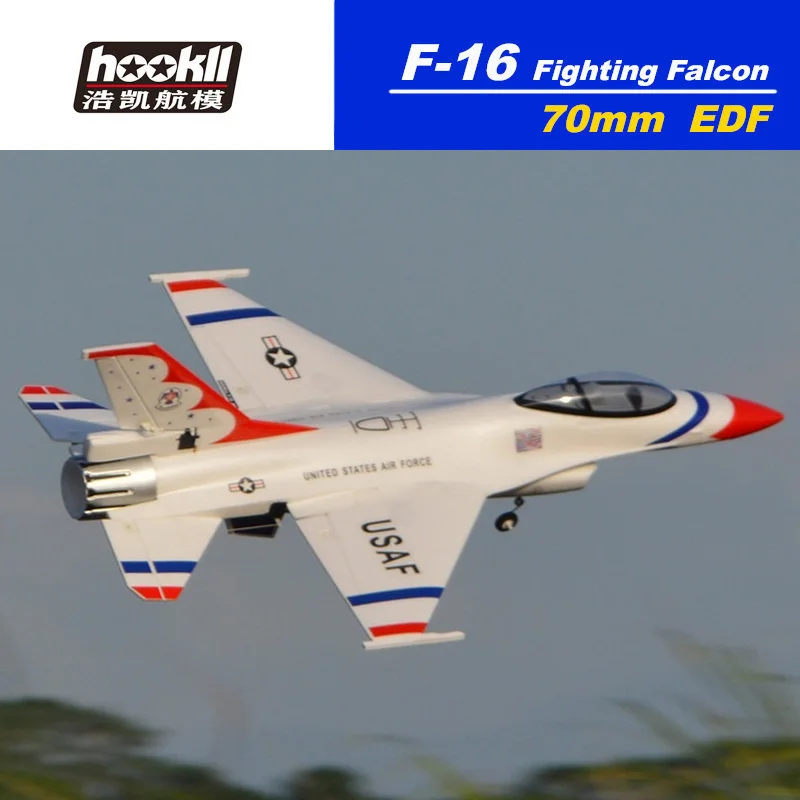 HOOKLL 70mm Ducted F16 Entry-Level Simulated RC Aircraft,The Fixed Wing Can Be Hand-Thrown With Violent Power Good Sound Effects