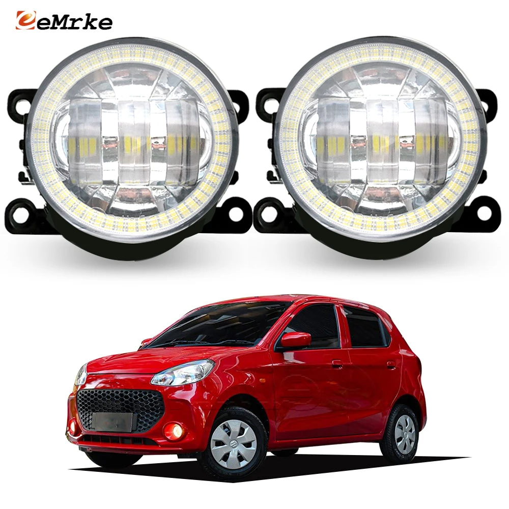 Upgrade LED PTF Fog Lights for Suzuki Alto Chile 2023 2024 Car Angel Eyes Halo DRL Daytime Running Light Daylight Driving Lamp