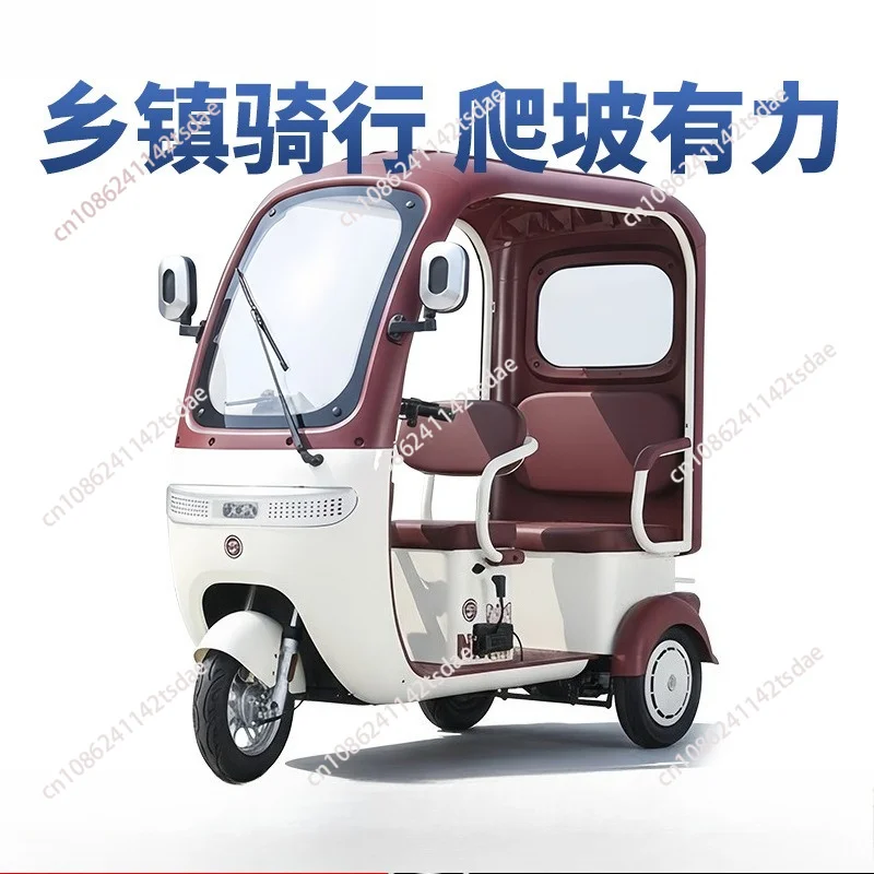 

Electric tricycle with shed, elderly scooter, double-row passenger and cargo battery car