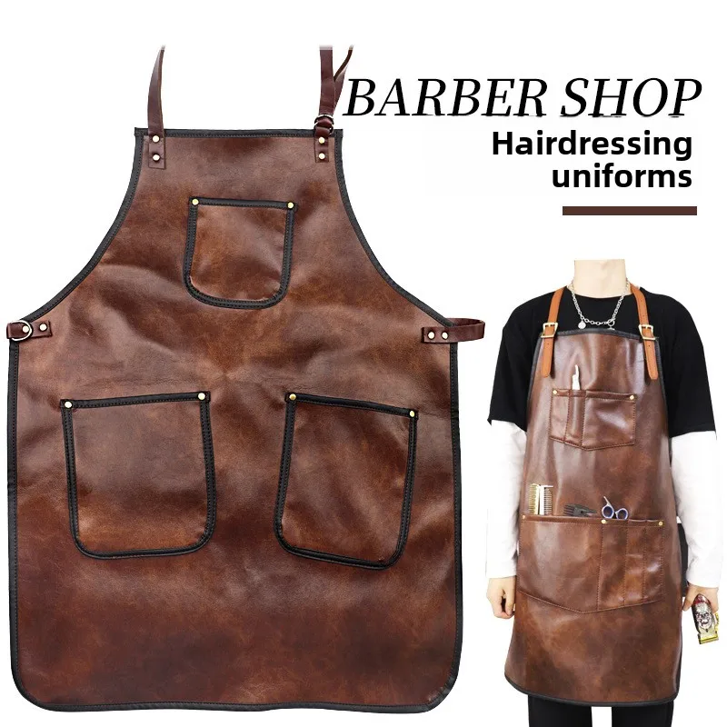 Bespoke Logo Pu Leather Apron Ideal For Chefs Baristas And Hair Stylists Restaurant And Salon Workwear Solution