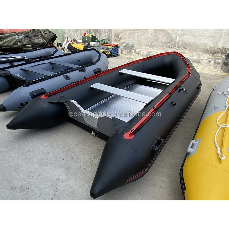 

Inflatable Black PVC Hypalon Kids' Fishing Boat With Engine For Outdoor Surfing