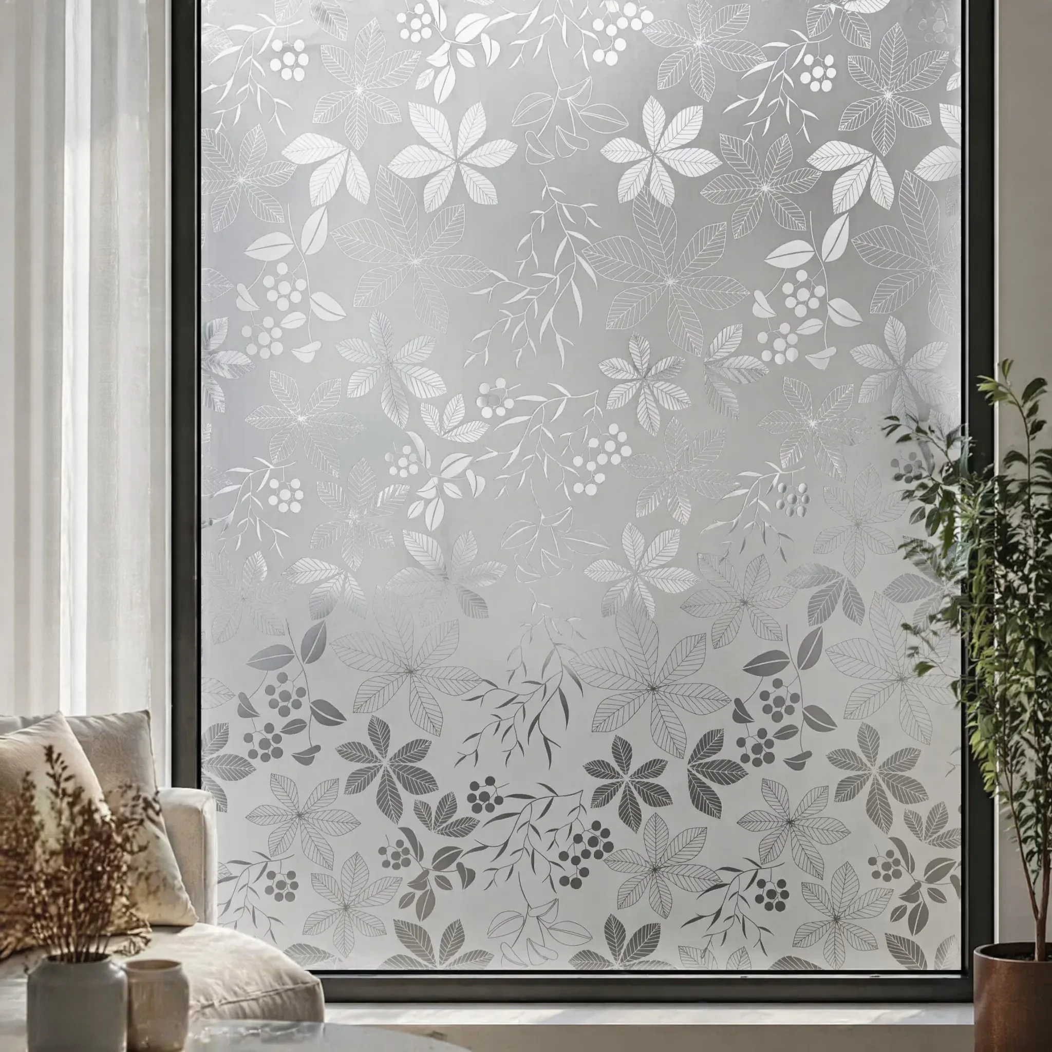 Frosted Window Film Privacy Stripe Patterns Self Adhesive Film Anti UV Stained Glass Vinyl Film for Home Office Decoration