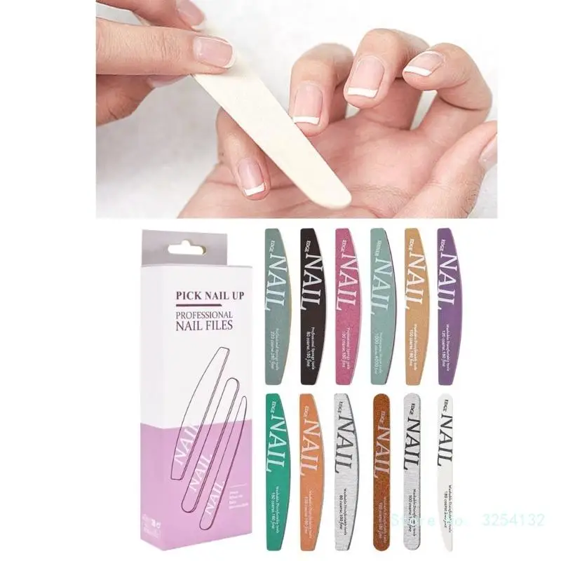 

12PCS Nail File Professional Nail Files Reusable Double Sided Emery Board Nail Styling Tools for Home and Salon Use