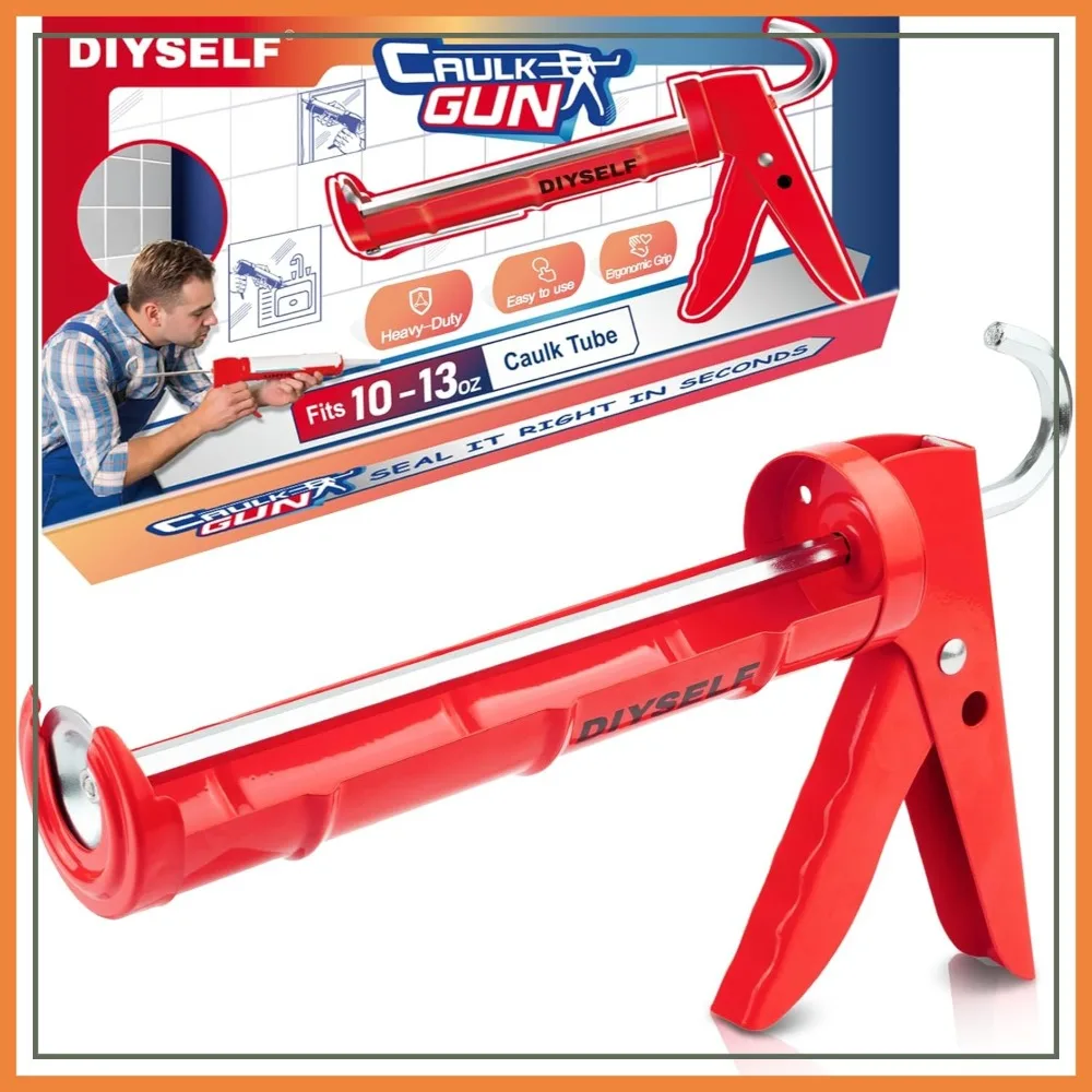 

Heavy Duty Caulk Gun, 10:1 Thrust Ratio, for 10 oz Cartridges, Silicone, Sealant, Adhesive, Red