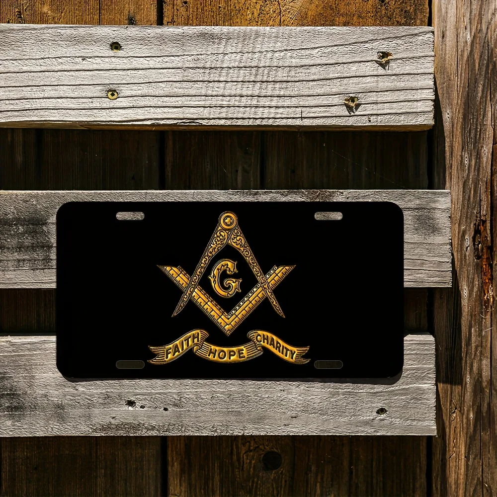 Vintage Freemason Metal Wall Tag -  Aluminum Home Decor with 