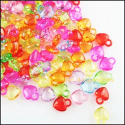 90 New Heart Charms Acrylic Plastic Pendants Clear Mixed 11.5x14.5mm