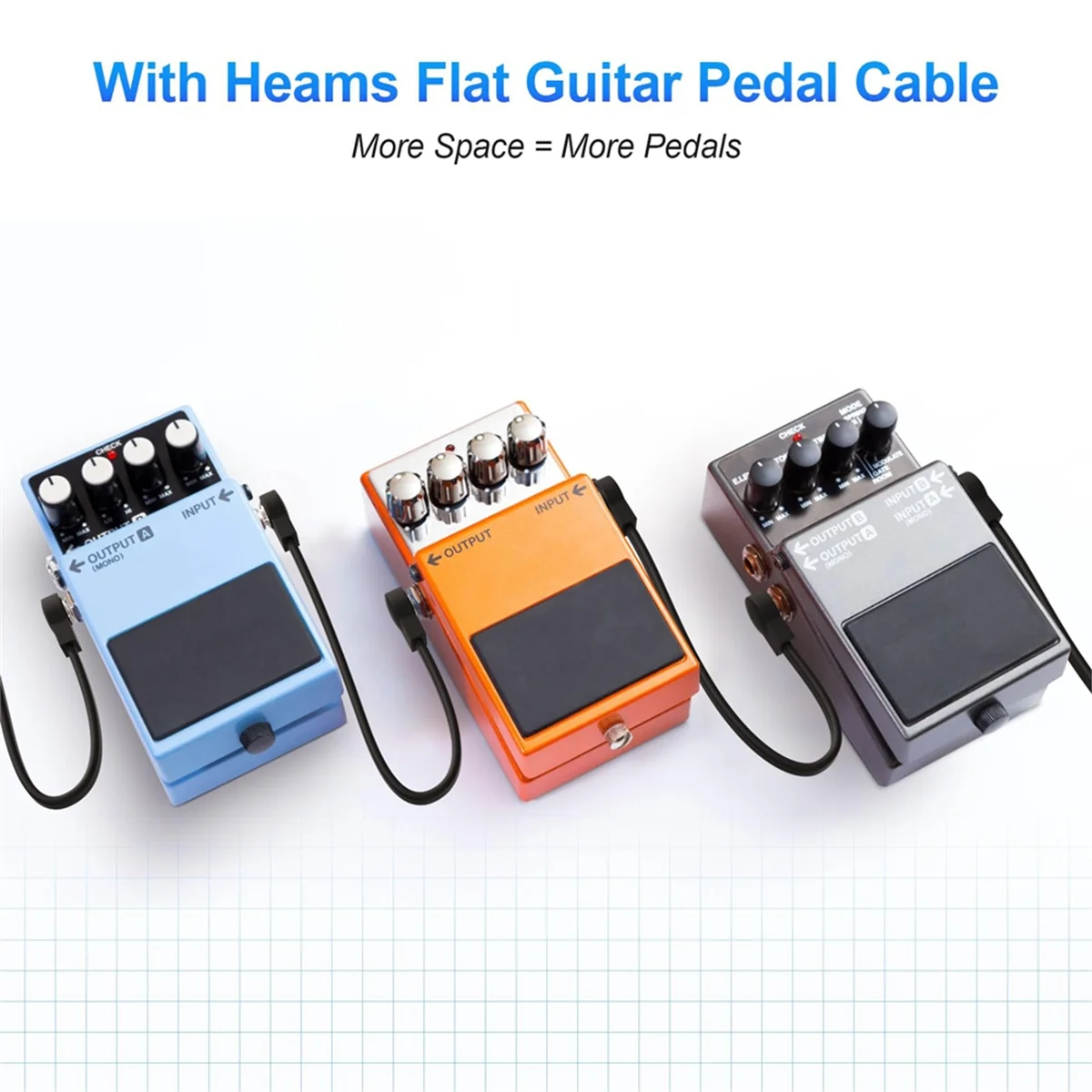 FLLF 6 Pak 6 Inci Kabel Patch Gitar, Kabel Pedal Gitar Instrumen Kabel Patch Datar Sudut Kanan