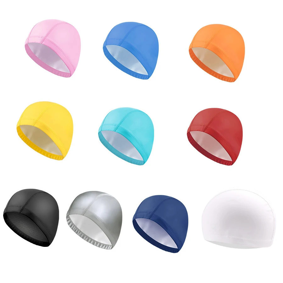 1 Pc PU Swimming Cap for Summer Water Game Diving Practice Elastic Universal Solid Pure Color Swim Cap Hats Gorra De Bano