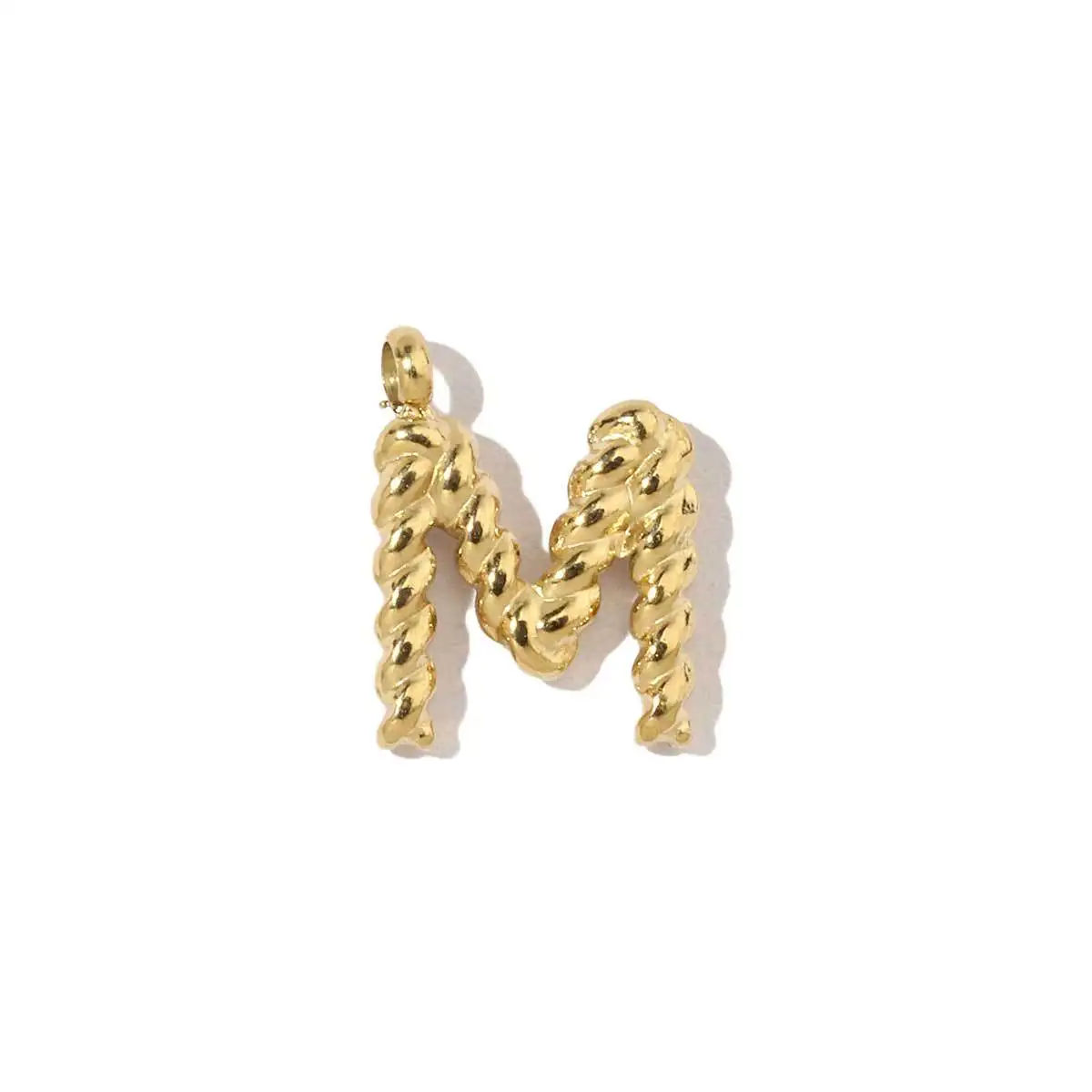 Stainless Steel Twisted Initial Letter Pendants for Necklace Gold Plated Charm Jewelry Making Supplier