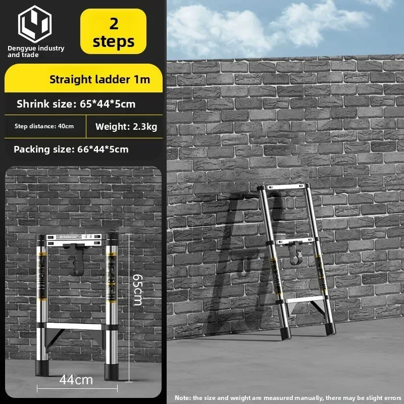 Telescopic ladder Multifunctional stainless steel herringbone walking ladder Folding lift straight ladder Thickened engineering