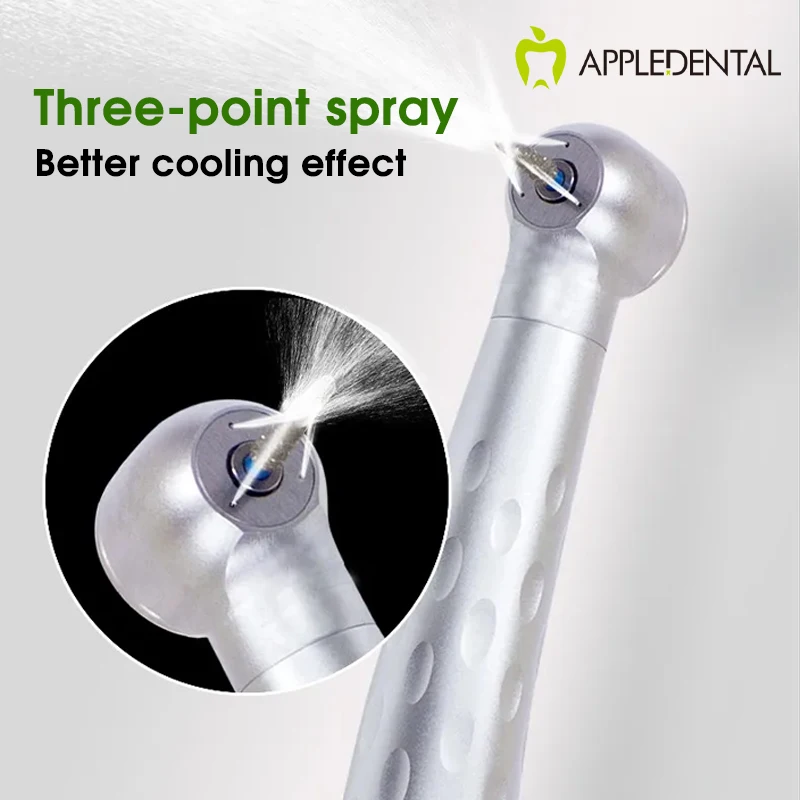 APPLEDENTAL Red-TU Three-Point Spray 4-Hole High-Speed Push Button Handpiece, Ceramic Bearings, Water & Air Cooling Super power