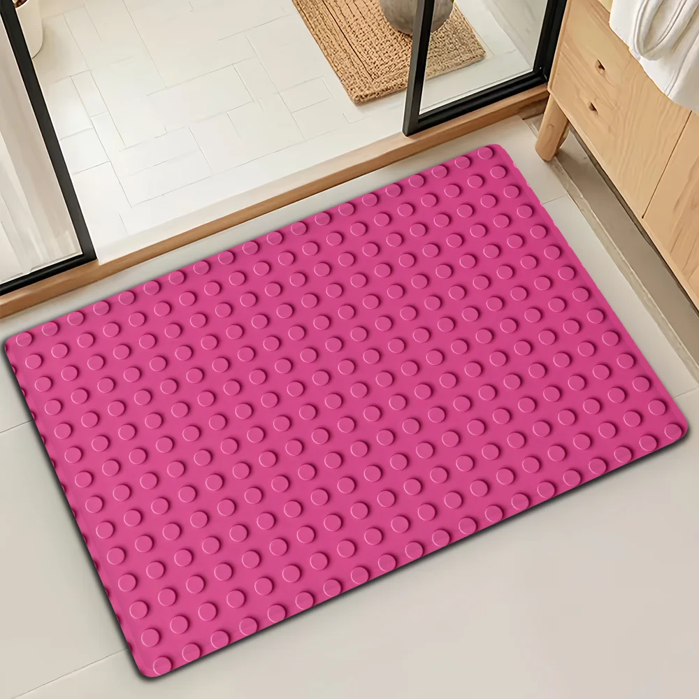 Creative Building Block Dots Door Mat Bath Microfiber Decorative Versatile Flannel Floor Mat Quick Dry Absorbent Non-slip Sole