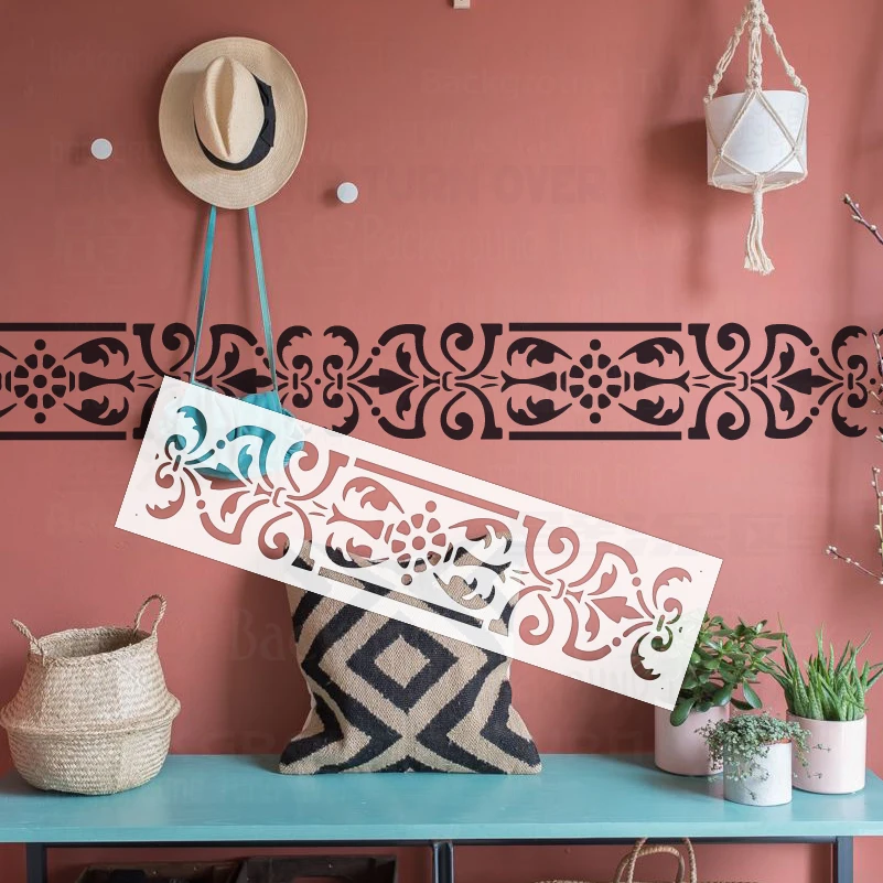 50cm - 90cm Stencil Wall For Painting Decorative Template To Paint Decor Vintage Retro Luxury Traditional Border Divider S345