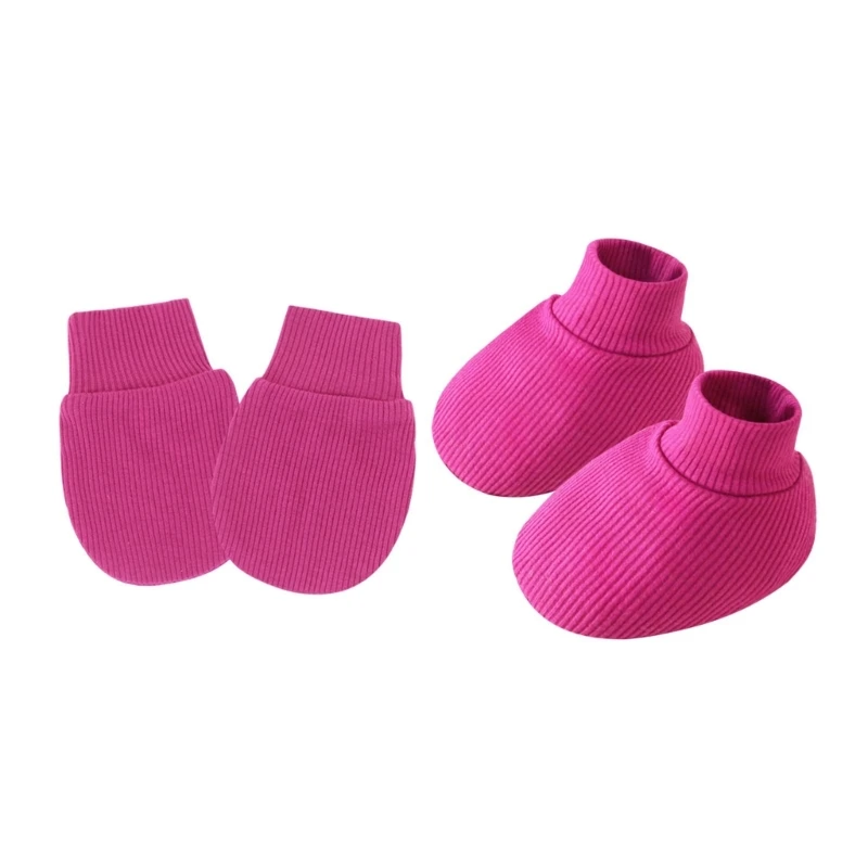G2TC Scratch Resistant Newborns Mittens and Foot Cover for Delicate Skin Protections 0-6M Baby Anti-grab Gloves Socks