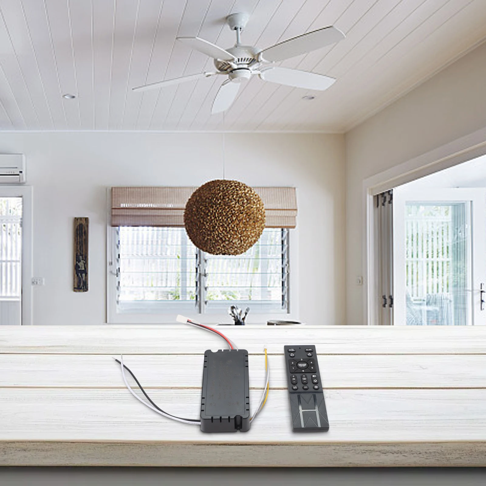 

Fan Speed Control Ceiling Fan Remote Home Lighting Compatible With Hongyun Fan Convenient Reset Output Voltage 24V PC Material