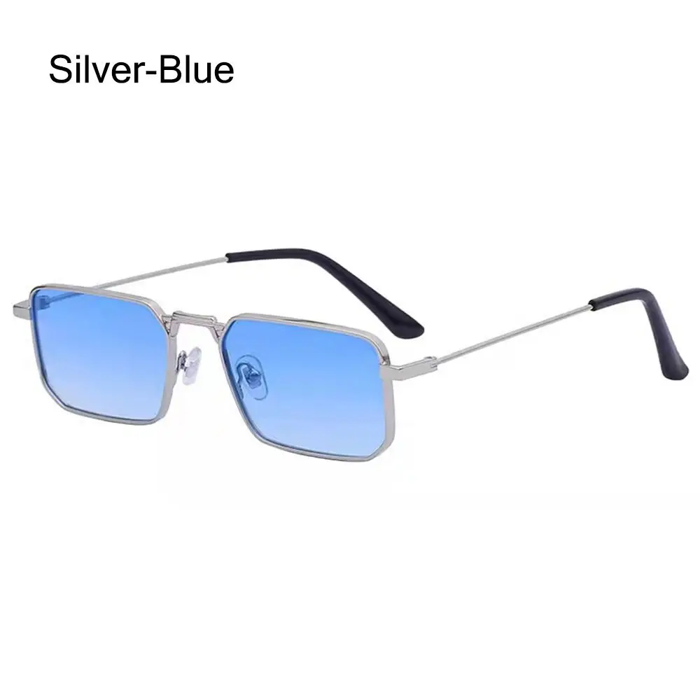 ?Blue Square Metal Frame Sunglasses for Women Men Vintage Accessories | Blue Square Metal Frame Sunglasses For Women  main image 2