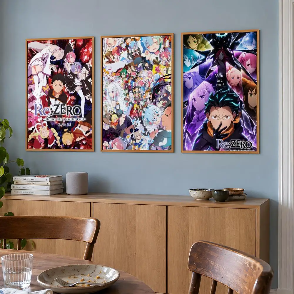 Anime Re ZERO Subaru Rem Emilia Beatrice Poster Wall Art Print HD Aesthetic Artwork Waterproof Printing For Fans Home Decor Gift