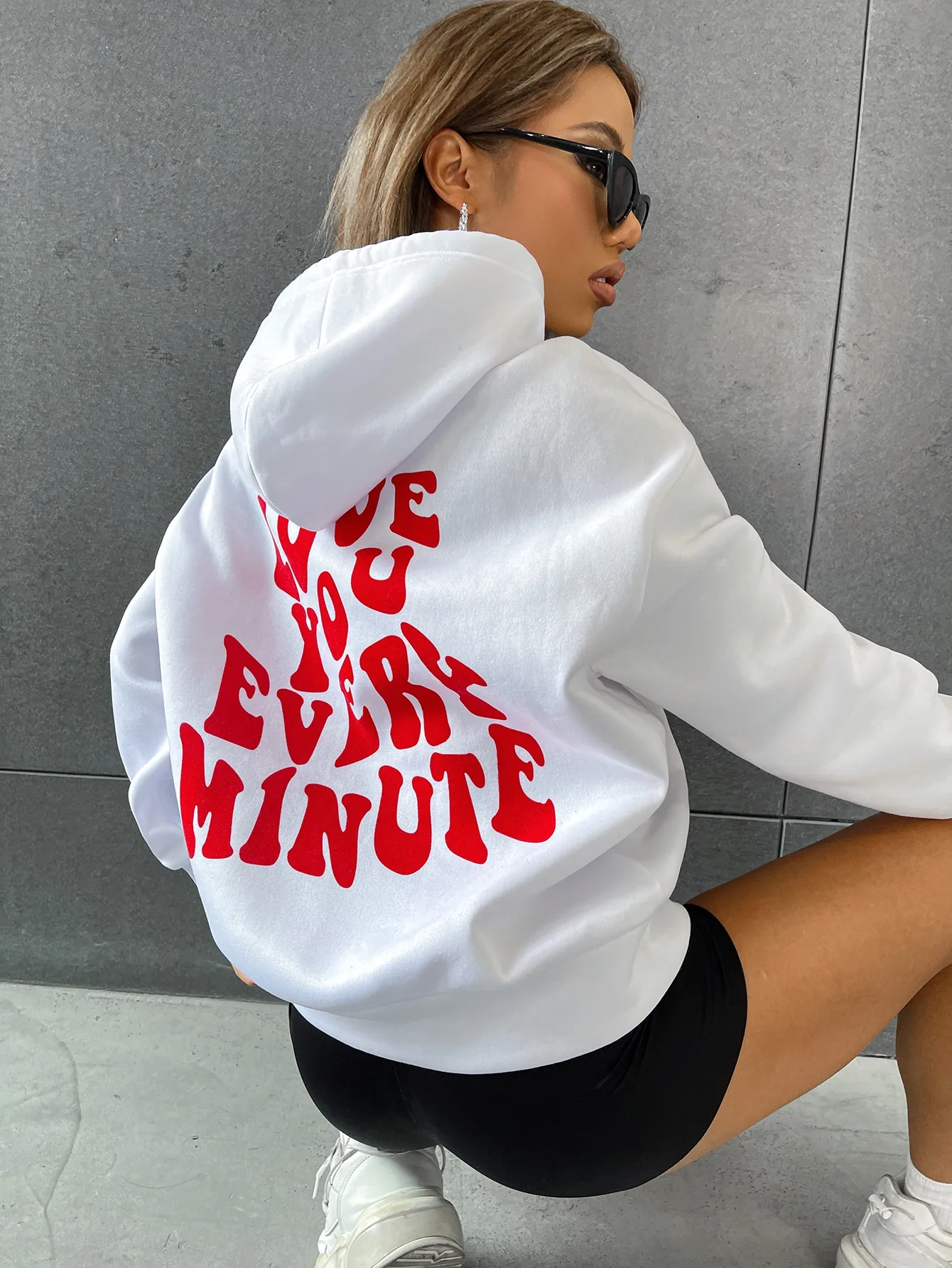 Love You Every Minute Letter Printed Womens Hoodie Plus Size Sweatshirt Hip Hop Female Winter Warm Pullover Loose Sudaderas