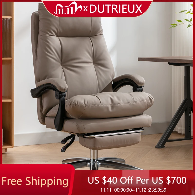 

leather computer chair light luxury comfortable sedentary swivel Backrest chair designer art Footrest muebles home furniture