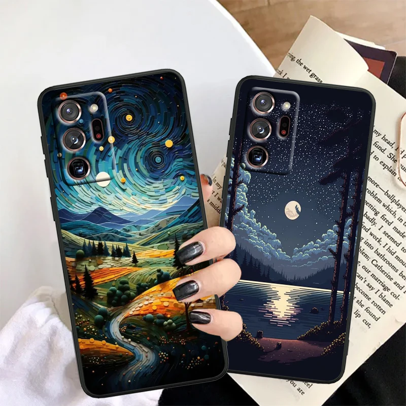 Night Fashion Cool Forest For Samsung Note 20 10 Ultra Plus A31 A14 A12 A70 A34 A25 A04 A05 A15 A24 5G Black TPU Phone Case