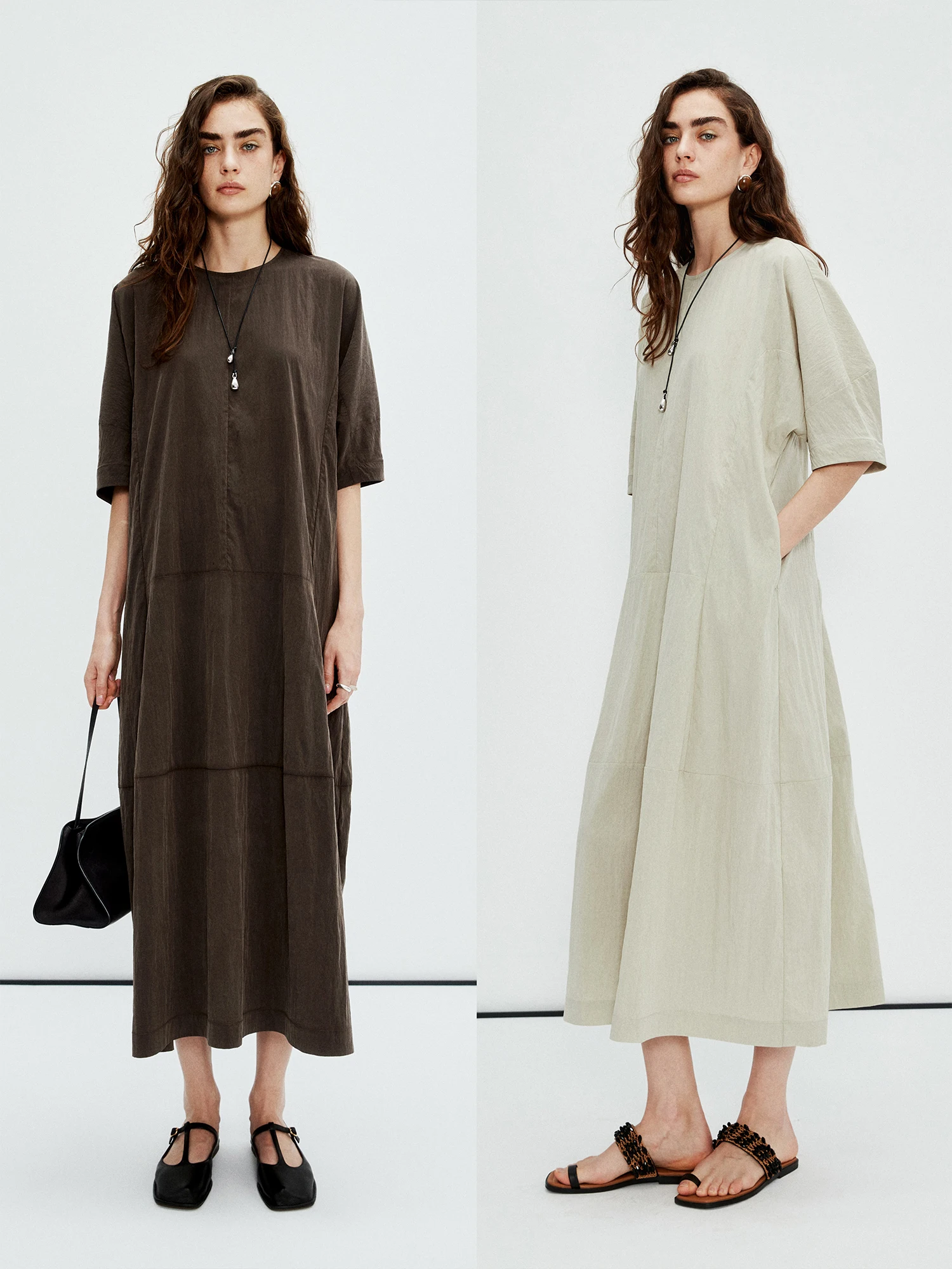 

MRS Studios Rcelle Comfortable Cool Design Sle ort Sve Tea Break Midi Dr Ladies Casual Loose Fit Summer Dr