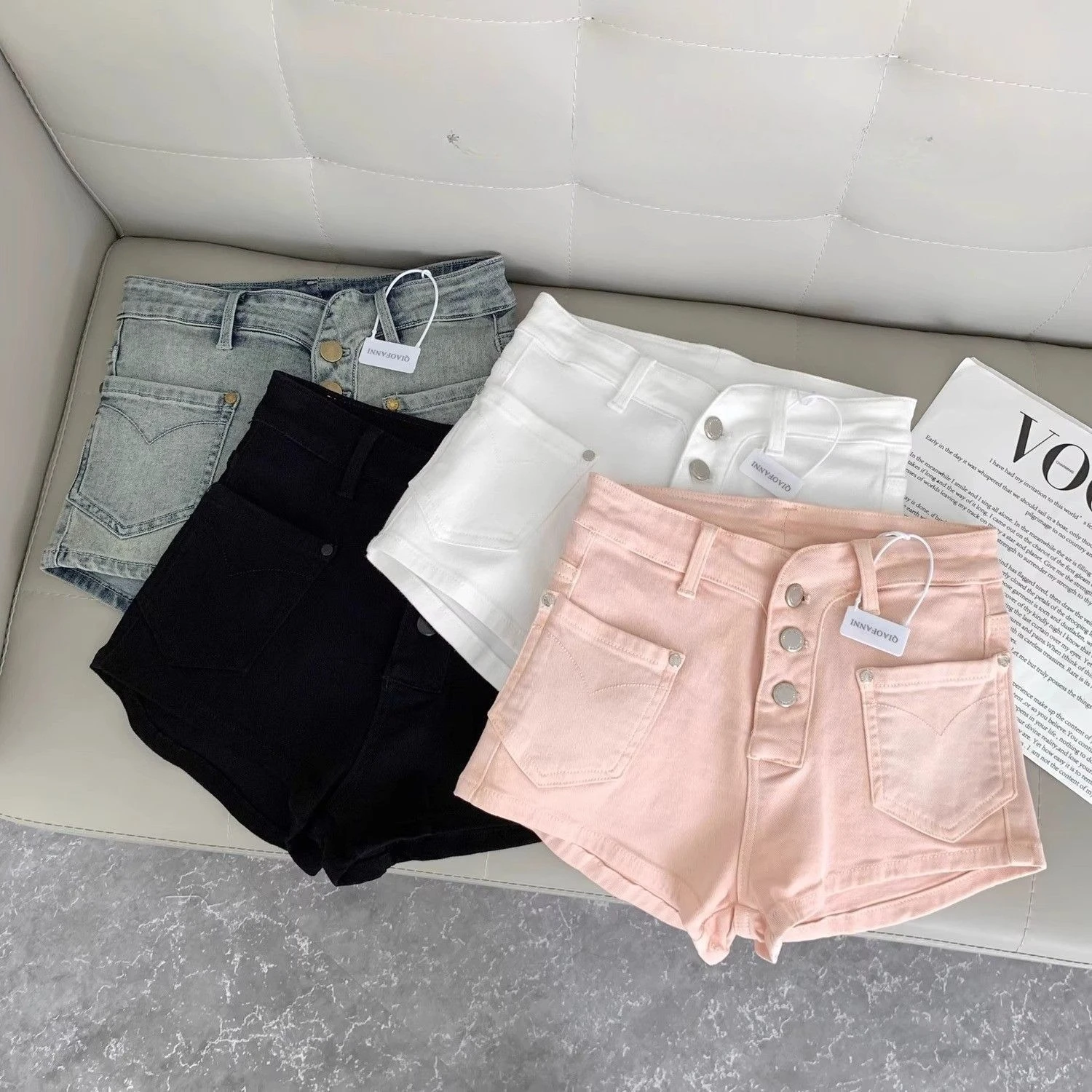 

Новые розовые джинсовые шорты 2026 года для женщин, летние, эластичные, облегающие, с высокой талией, в стиле Spice Girls, сексуальные, на пуговицах, Y2K, шорты-хиты продаж