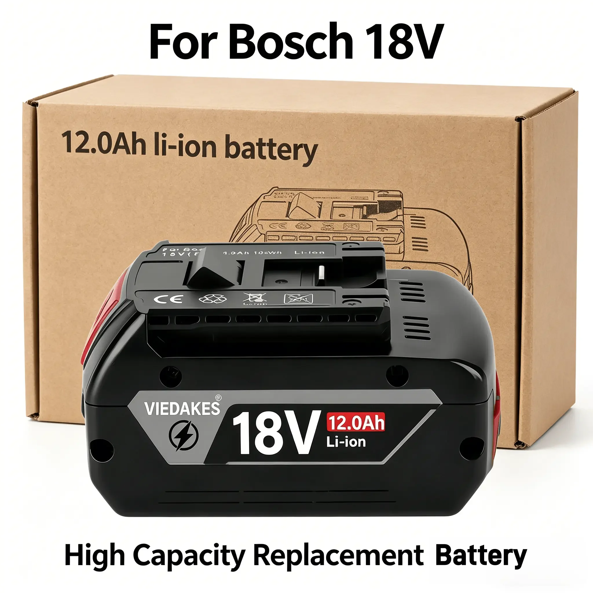 

18V For Bosch Battery 8000mAh 10.0Ah GBA18V5.0 GBA18V4.0 Suit GSB18V GDS18V-400 Cordless Tool Accessories