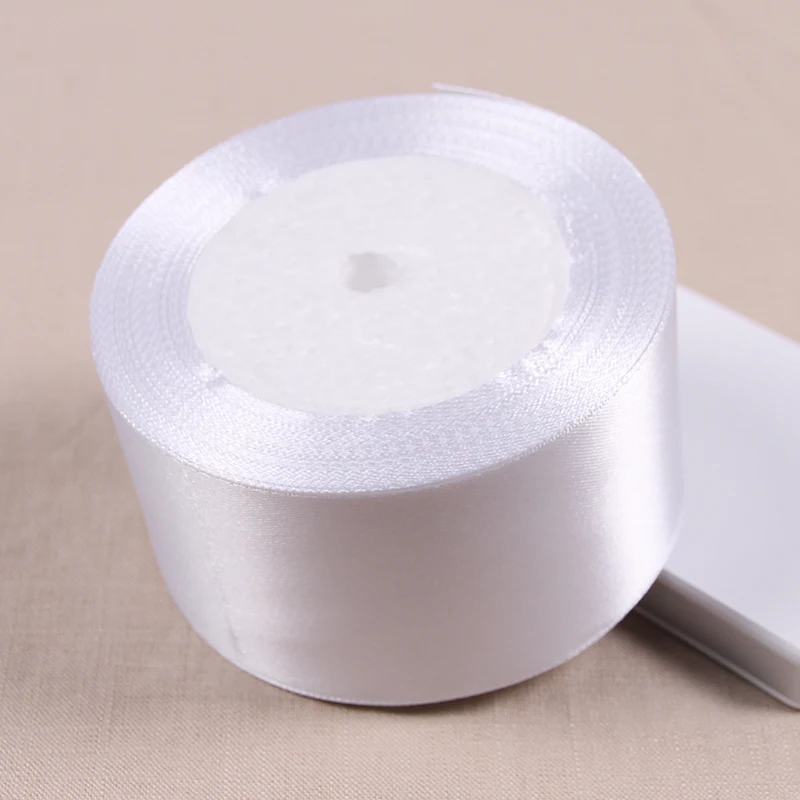 25 Yards/roll White Single Face Satin Ribbon Christmas Halloween Birthday Party New Year DIY Sewing Fabric Gift Wrapping Ribbon