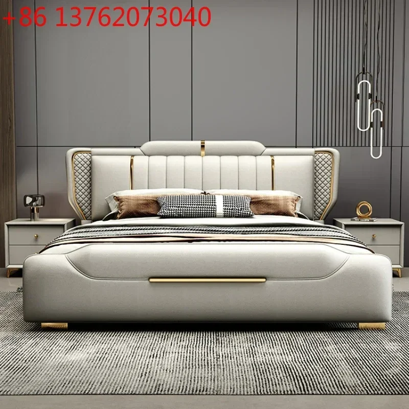 

Двуспальная кровать размера Full с большим современным изголовьем, роскошная мебель для спальни в скандинавском стиле