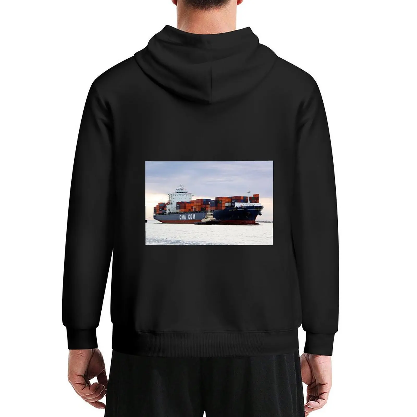 

Container cargo ship and tug Hoodie fashion men mens clothing graphic t shirts men hooded shirt new in hoodies & sweatshirts
