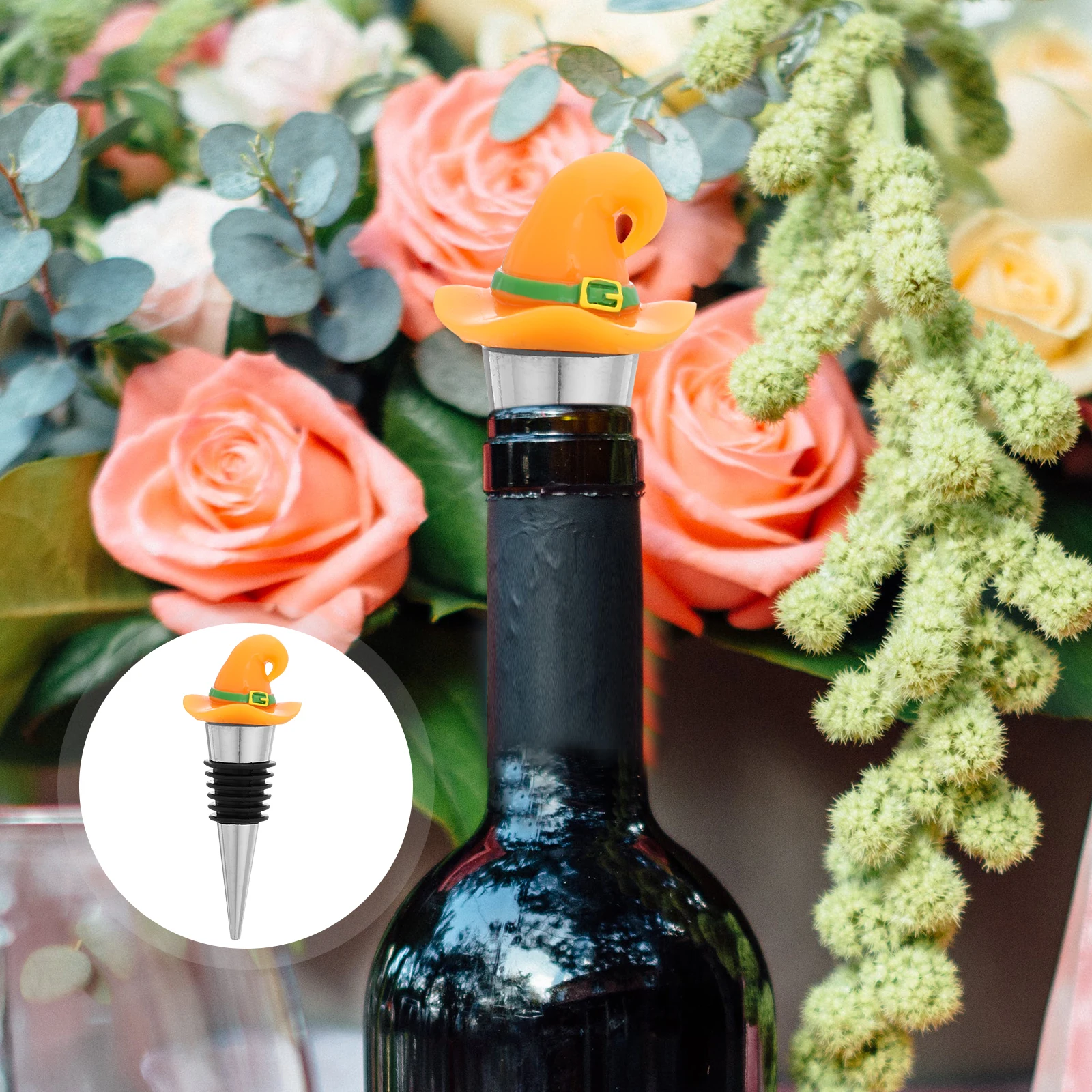 

2 Pcs Witch Hat Wine Bottle Plug Drink Stopper Halloween Party Favor Decor Multipurpose Beverage Tpe for Glass Sealer