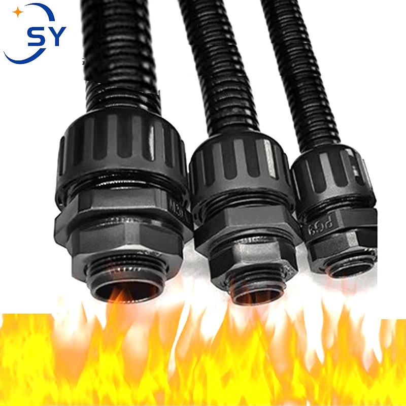 Bellows Waterproof Connector PG7-AD10/PG48-AD54.5 Wave Pipe Lock Head External Thread Connection To Withstand Water Pressure