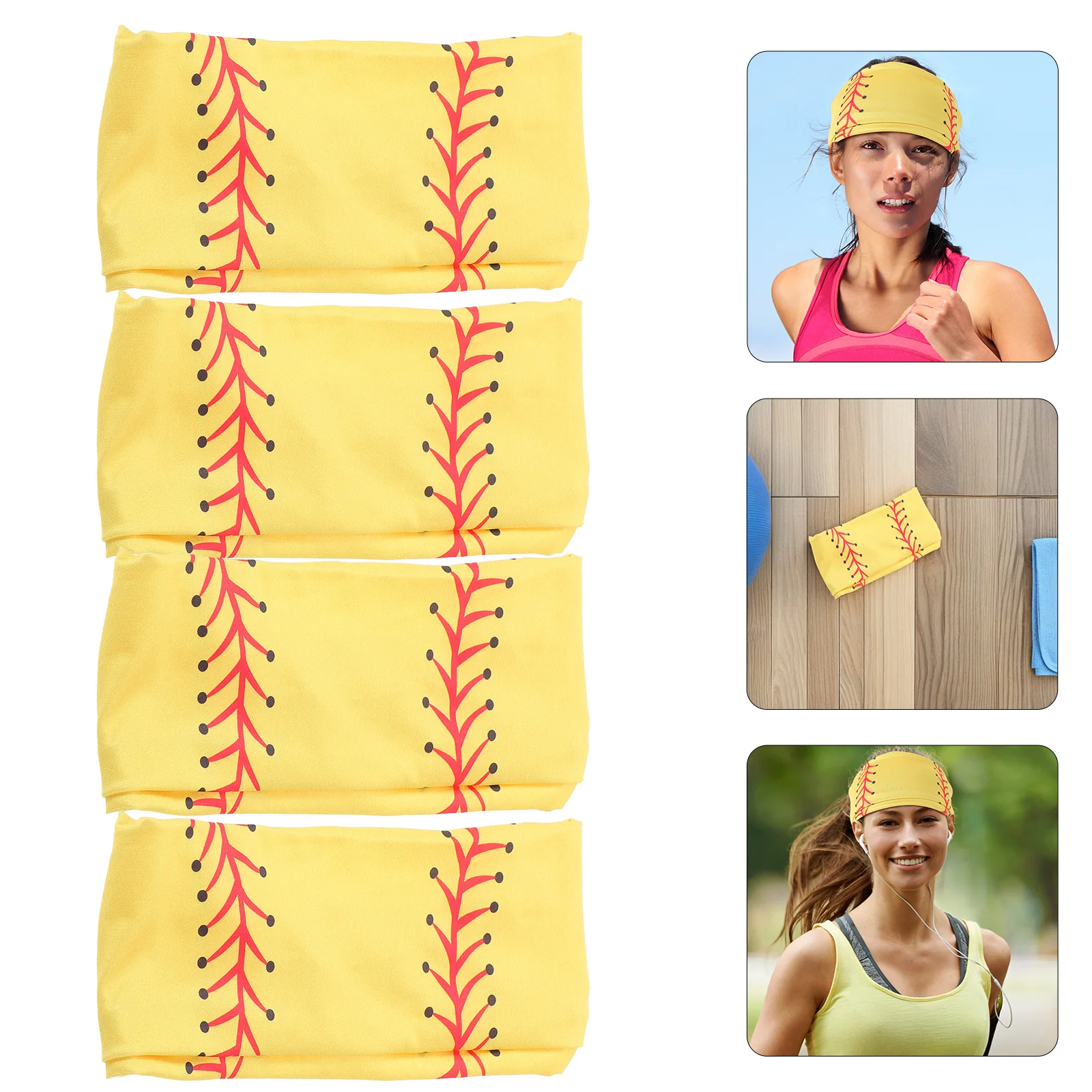 4 قطع من عصابة رأس الكرة اللينة للجنسين غير قابلة للانزلاق وممتصة للعرق وخفيفة الوزن ومسامية لصالة الألعاب الرياضية والجري واليوجا واللياقة البدنية ربطة شعر ناعمة قابلة للتمدد #1