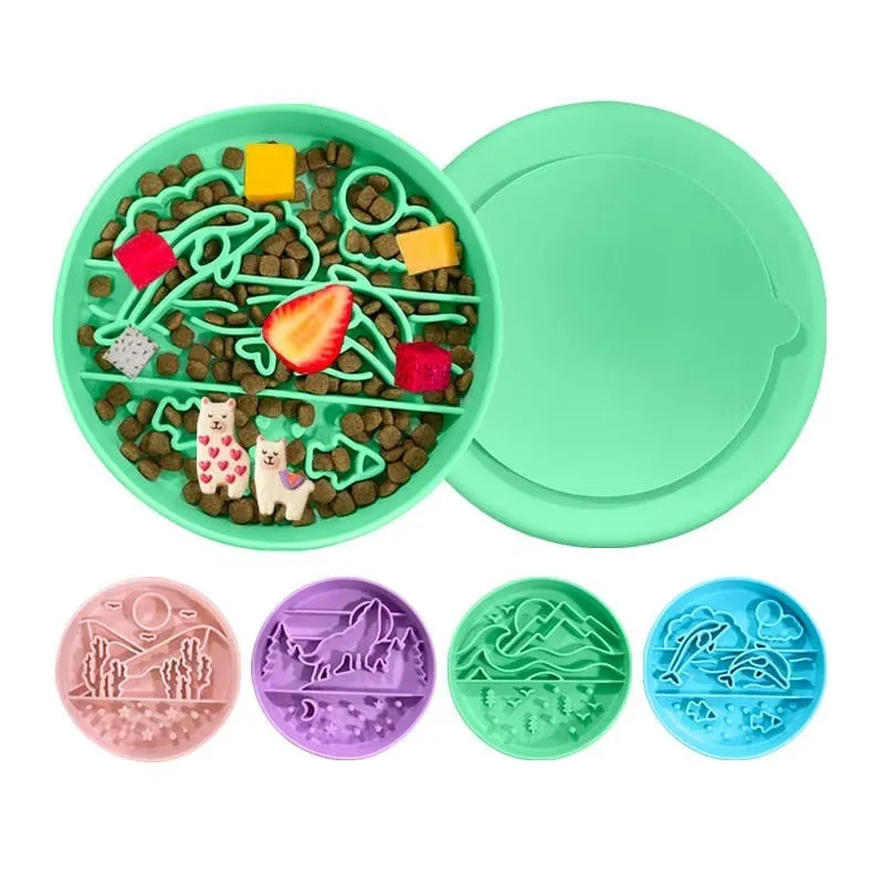 

2026modern Design Slow Feeder Dog Bowl Dishwasher and Microwave Safe Silicone Puzzle Bowl, Provide Non-slip Function for Puppies