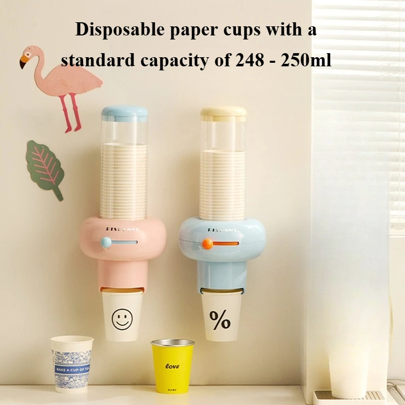 Dopamine Automatic Cup Picker - One-time Cup Hanger with Creative Design No Hole Drilling Wall-Hanging Paper Cup Rack