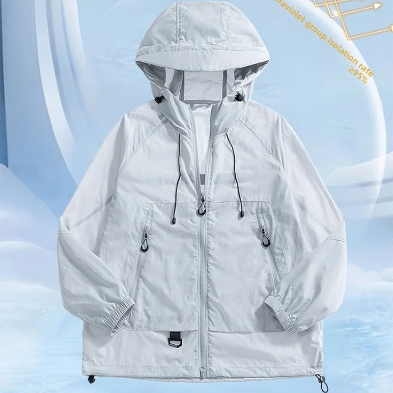 Damen-Sonnenschutzjacke aus Eisseide, UPF50+, Anti-UV, atmungsaktiv, neu, lässig, dünn, kühl, Sonnenschutzmantel, Paar-Outdoor-Hautkleidung