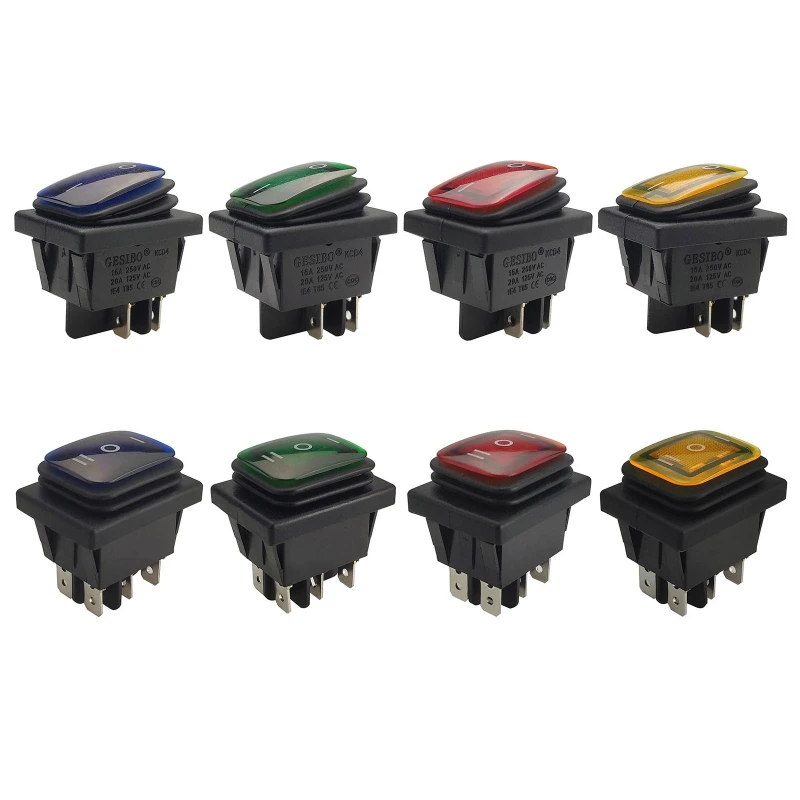 A0KE KCD4 Boat Rocker Switch With Led Light 2/3 Position SPST Toggle Switch 4/6 Pin Snap-in Switches Waterproof On/Off