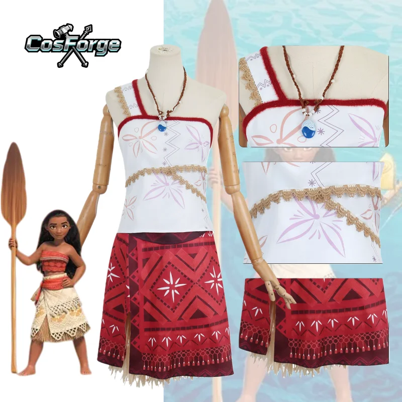 Film Moana 2 Prinzessin Kostüm Cosplay Kleid Mädchen Quasten Eine Schulter Vaiana Vestido Kinder Geburtstag Ballkleid Kleidung Halloween