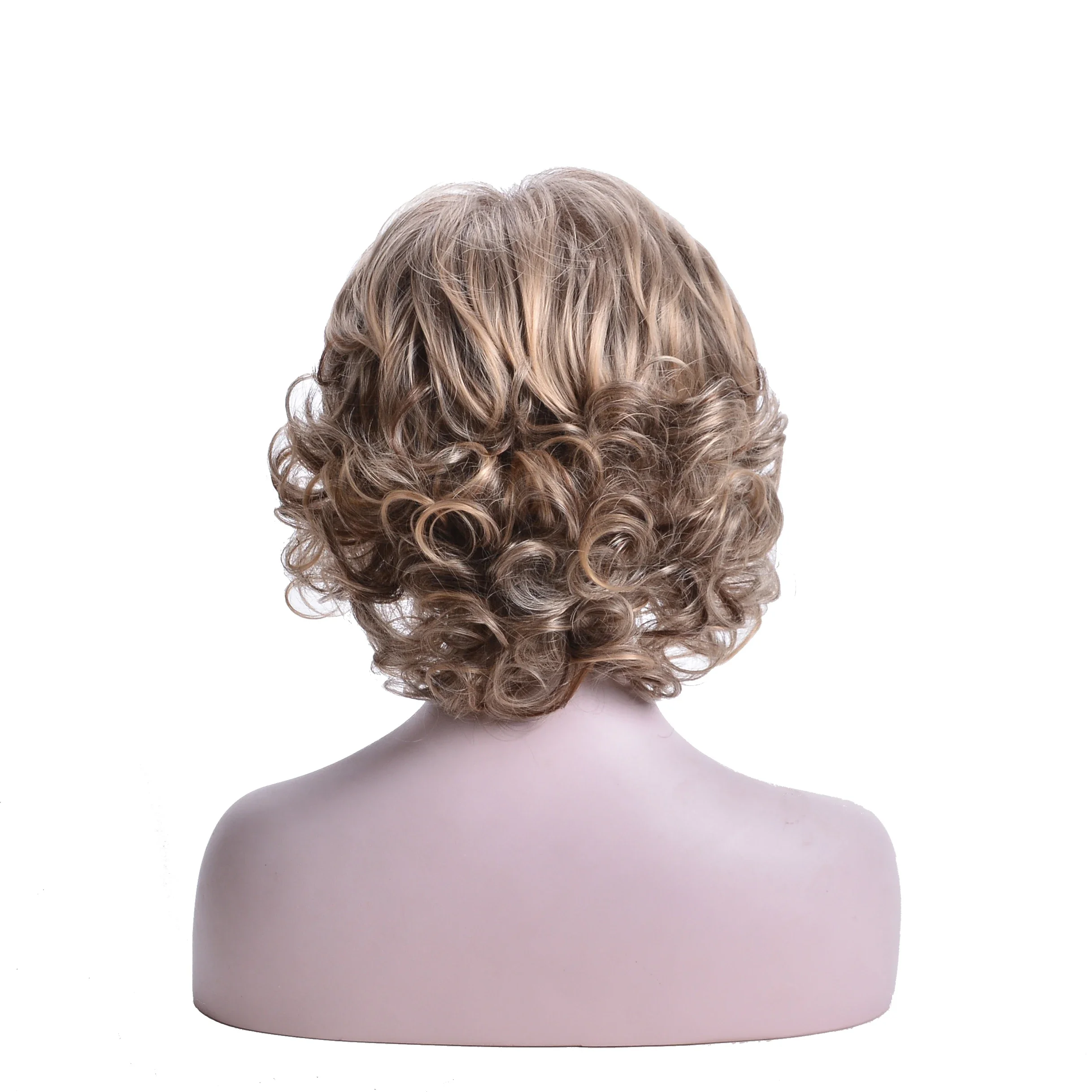 Women\'s Fashion Natural Wigs Brown Curly Bob Wigs Soft Heat Resistant Short Curly Bob Wavy Wig Real Looking Mommy Wig Pelucas