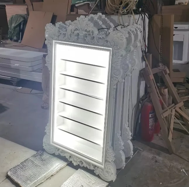 

Salon Furniture Light Emitting Diode Wall Nail Polish Stand Wooden Display Cabinet Wooden Display Stand