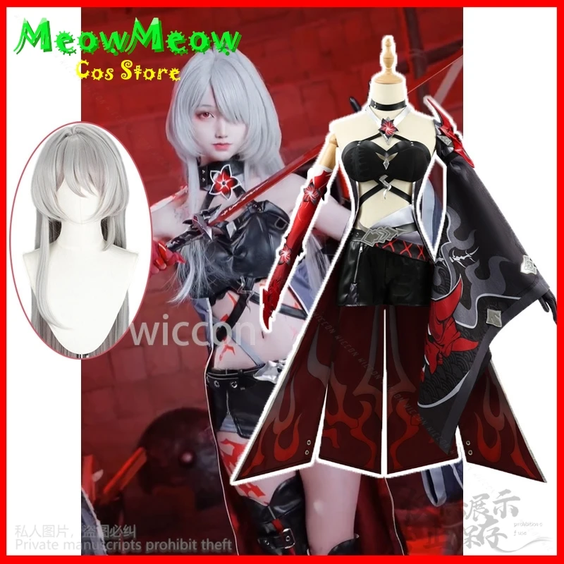 Anime Game Honkai Star Rail Cosplay Huang Quan Acheron Costume Red Uniform Lolita Wig For Halloween Christmas Party Customized