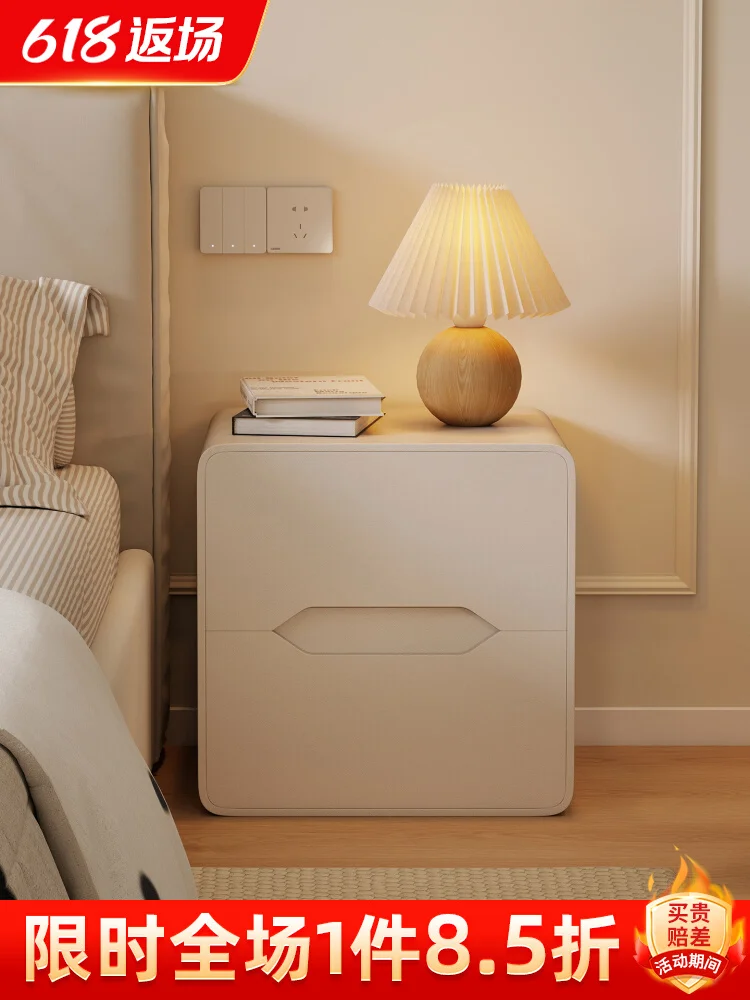 

Cream wind solid wood bedside table installation-free household bedroom modern simple storage cabinet small bedside table high