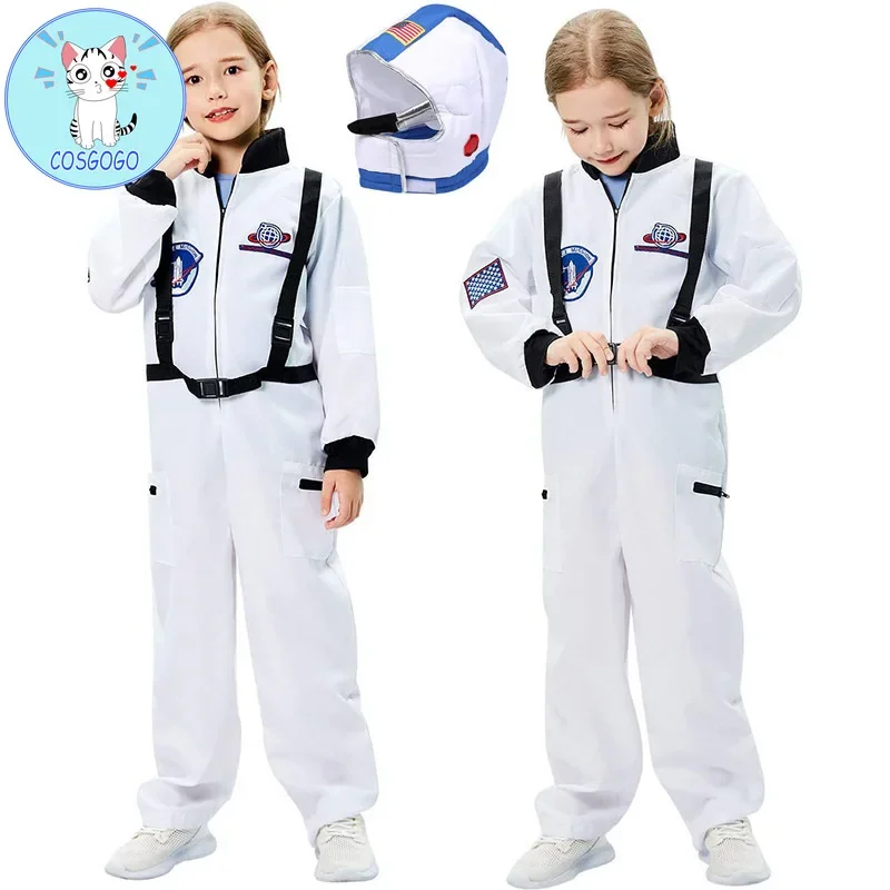 COSGOGO Children's Astronauts Children's Clothing Space Suits Cos Clothing Children's Pilot Uniforms Cosplay Costumes Space