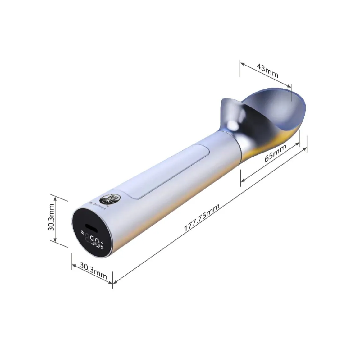 Household Rechargeable Self-melting Electric Heating Ice Cream Ball Digger, Creative Handle Design