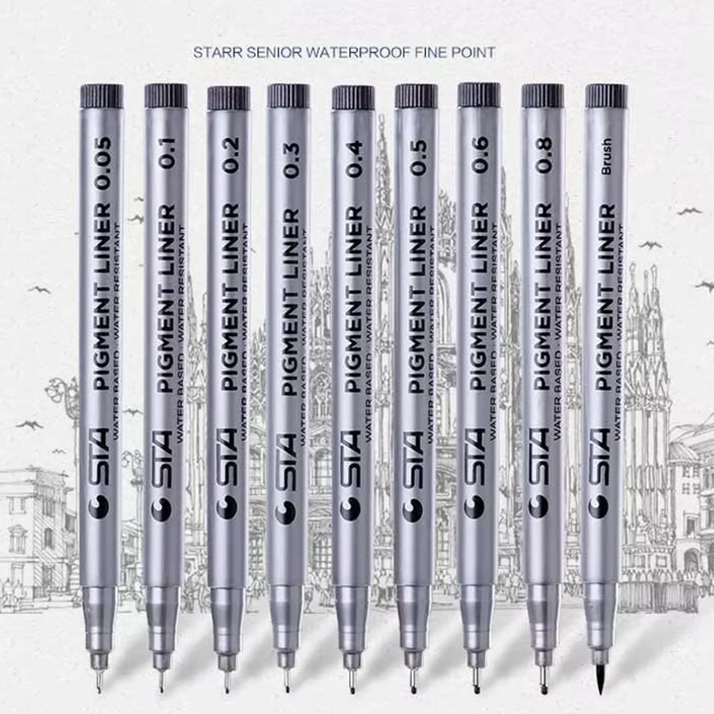 Fine Liner Sketch Pen, Waterproof Fade‑Proof Black Micro‑tip Drawing Marker Pen, for Manga markers Drawing Art Supplies