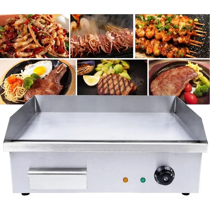 TBVECHI Teppanyaki, Electric Griddle Cooktop Countertop Commercial Flat Top Grill Griddles BBQ Plate Grill Thermostatic Control