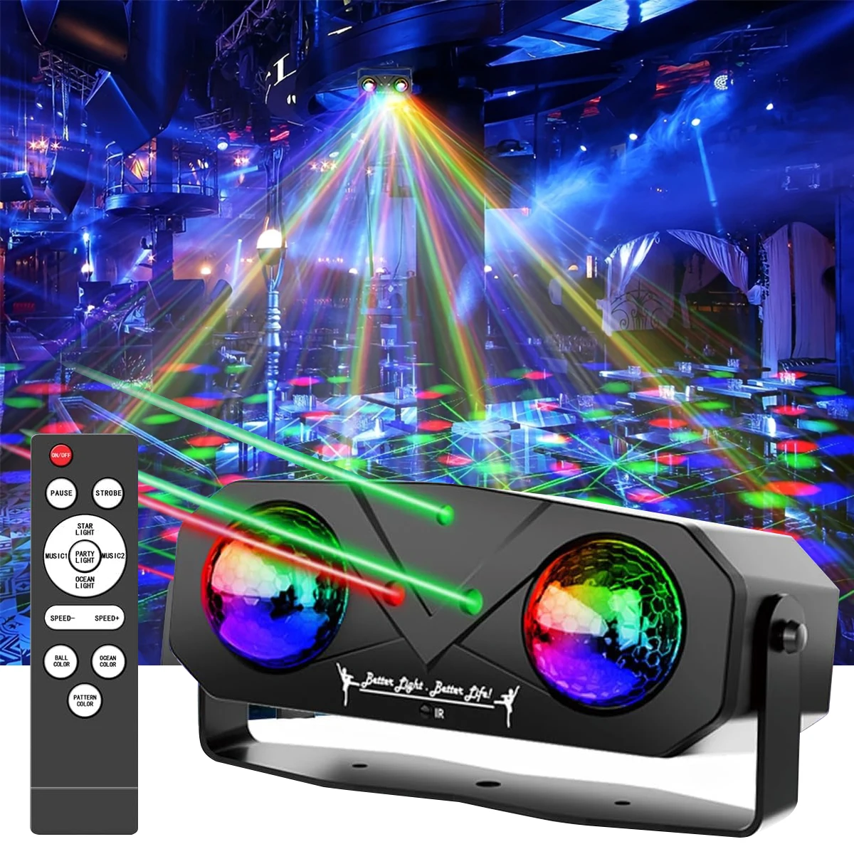 

Disco Ball Light Party Disco Dj Strobe Ocean Star Projector Dance Light Звуковая активация с дистанционным управлением Stage Rave для вечеринки