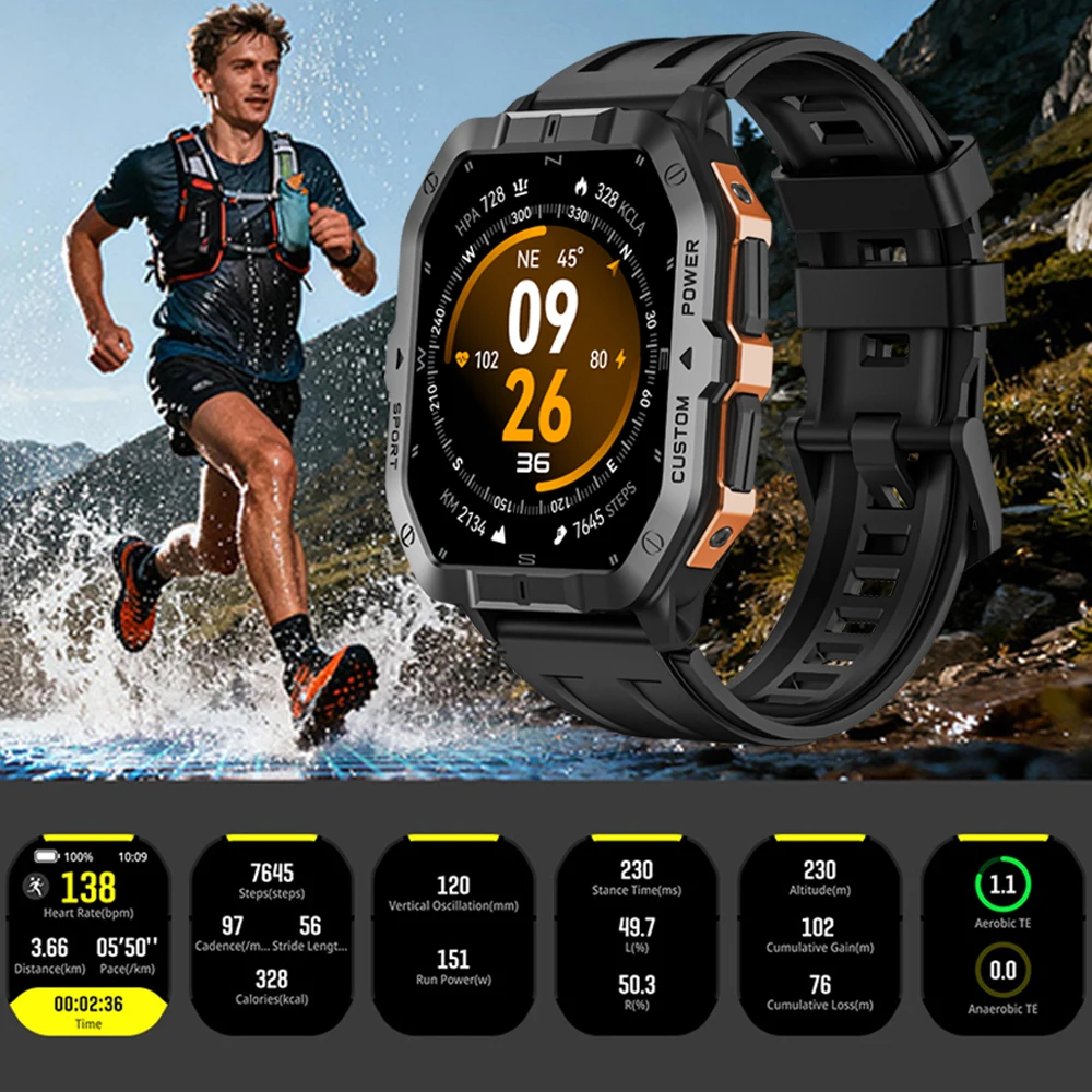 

ST Six-axis Sensor Outdoors Smart Watch Men Multi-GNSS GPS Position Altitude Barometer Compass Waterproof Swim Sport Smartwatch